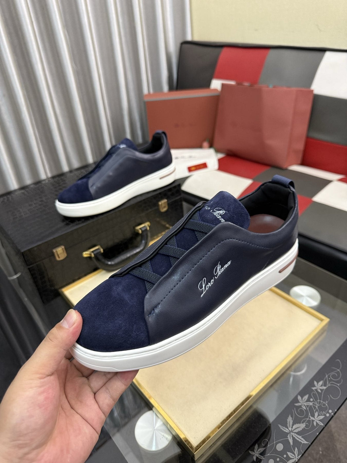 Loro Piana Side-Logo Slip-On Sneakers